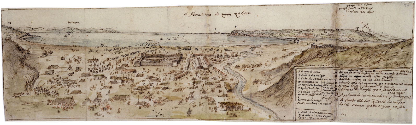 Wyngaerde-1567 View of Zahara Catching tuna